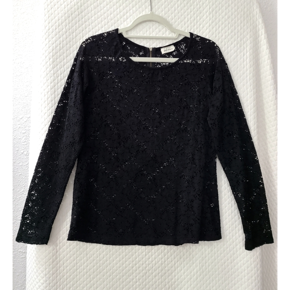 Black floral lace free kisses long sleeve top